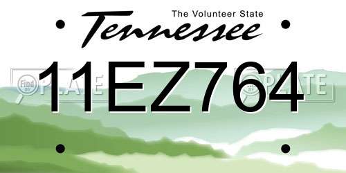 11EZ764 Tennessee License Plate