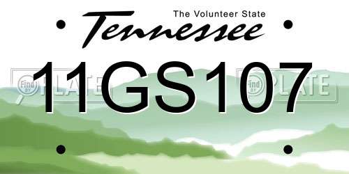 11GS107 Tennessee License Plate