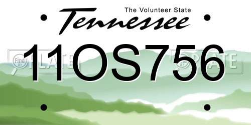 11OS756 Tennessee License Plate