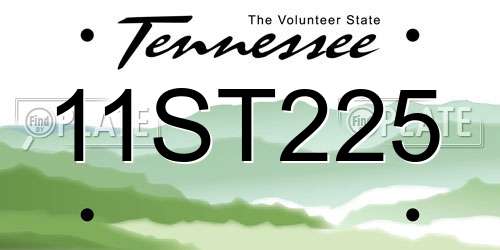 11ST225 Tennessee License Plate