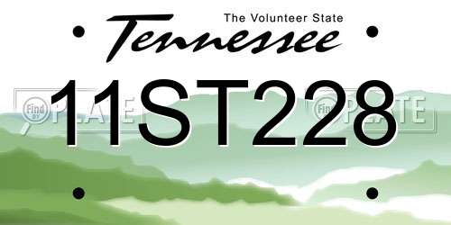 11ST228 Tennessee License Plate