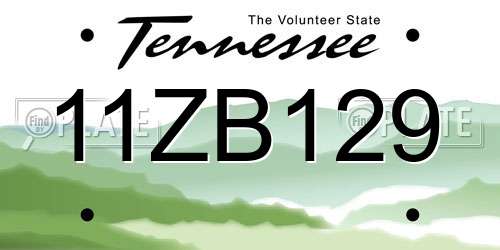 11ZB129 Tennessee License Plate