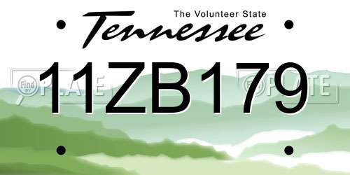 11ZB179 Tennessee License Plate