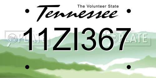 11ZI367 Tennessee License Plate