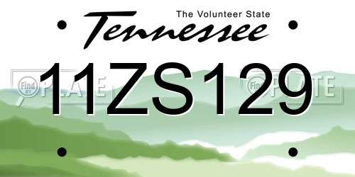 11ZS129 Tennessee License Plate