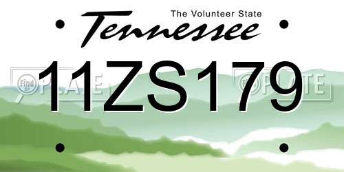 11ZS179 Tennessee License Plate