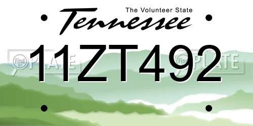 11ZT492 Tennessee License Plate