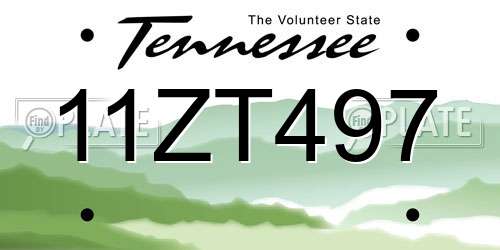 11ZT497 Tennessee License Plate