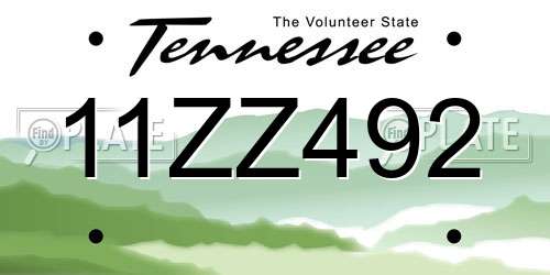 11ZZ492 Tennessee License Plate