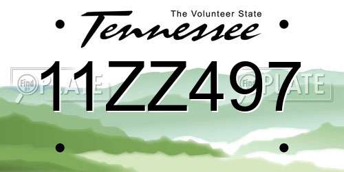 11ZZ497 Tennessee License Plate