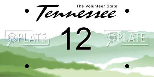 12 Tennessee License Plate