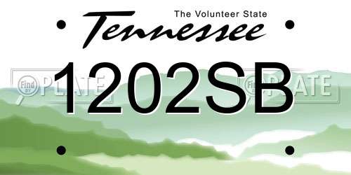1202SB Tennessee License Plate