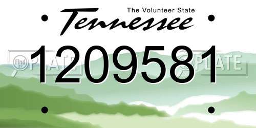 1209581 Tennessee License Plate