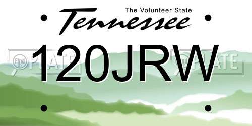 120JRW Tennessee License Plate