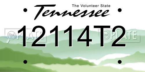12114T2 Tennessee License Plate