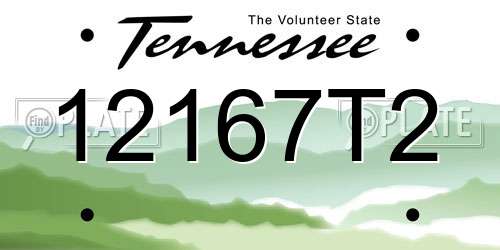 12167T2 Tennessee License Plate