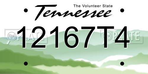 12167T4 Tennessee License Plate