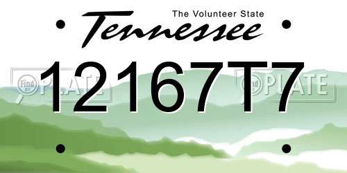 12167T7 Tennessee License Plate