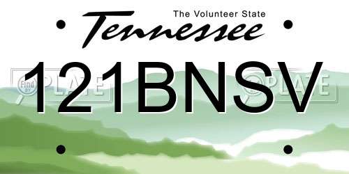 121BNSV Tennessee License Plate