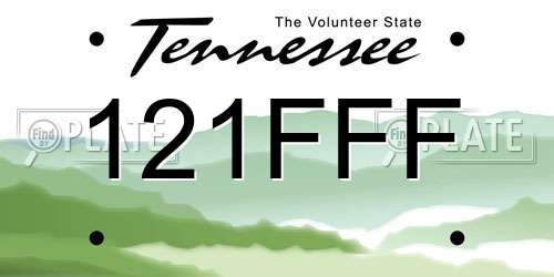 121FFF Tennessee License Plate