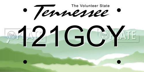 121GCY Tennessee License Plate
