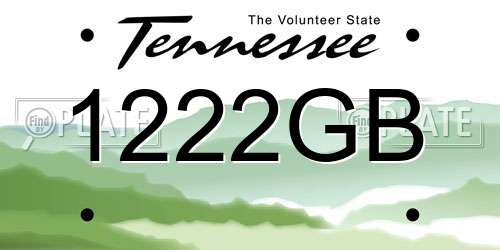 1222GB Tennessee License Plate