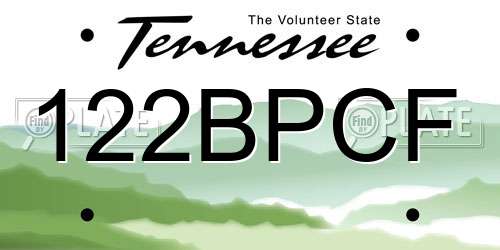 122BPCF Tennessee License Plate