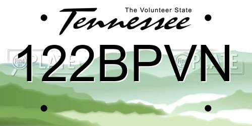 122BPVN Tennessee License Plate