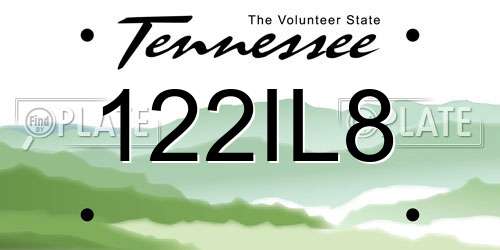 122IL8 Tennessee License Plate