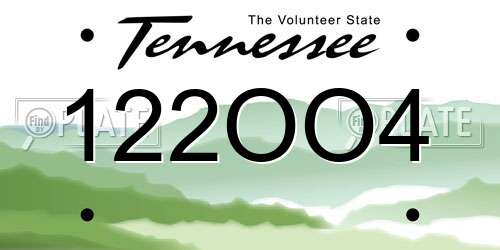 122OO4 Tennessee License Plate