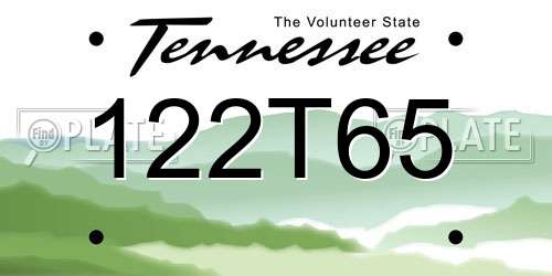 122T65 Tennessee License Plate