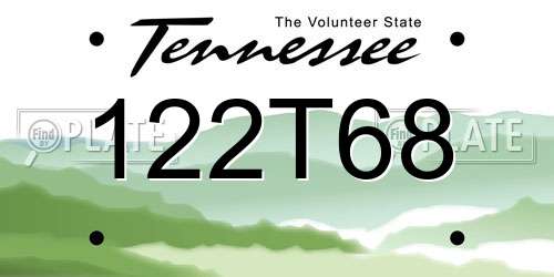 122T68 Tennessee License Plate
