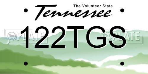 122TGS Tennessee License Plate