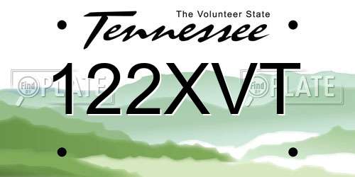 122XVT Tennessee License Plate