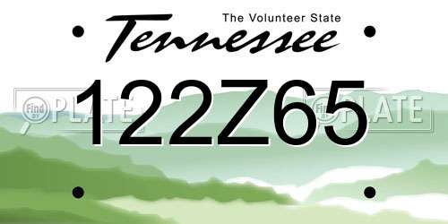 122Z65 Tennessee License Plate