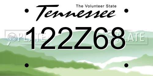 122Z68 Tennessee License Plate