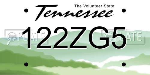 122ZG5 Tennessee License Plate