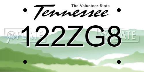 122ZG8 Tennessee License Plate