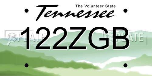 122ZGB Tennessee License Plate