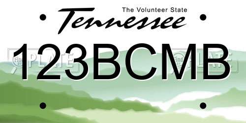 123BCMB Tennessee License Plate