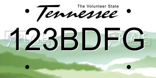 123BDFG Tennessee License Plate