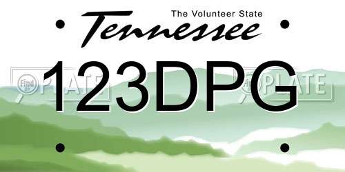 123DPG Tennessee License Plate