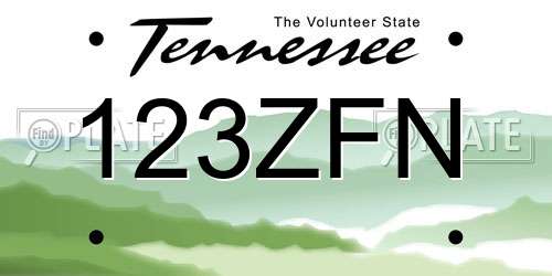 123ZFN Tennessee License Plate