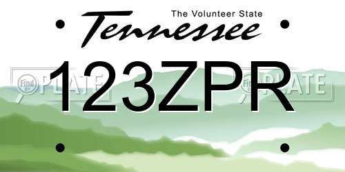 123ZPR Tennessee License Plate