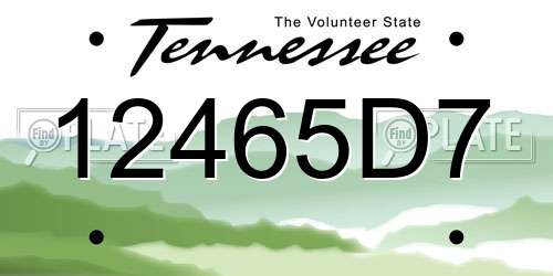 12465D7 Tennessee License Plate
