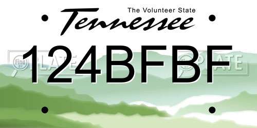 124BFBF Tennessee License Plate