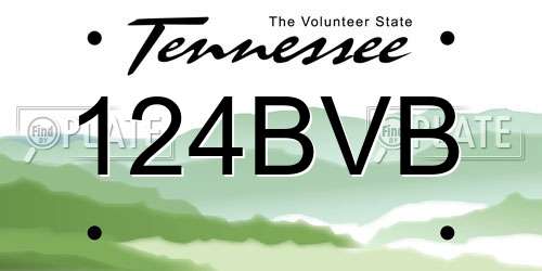 124BVB Tennessee License Plate
