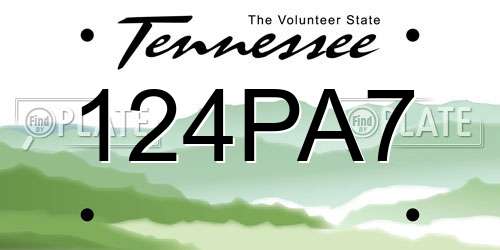 124PA7 Tennessee License Plate
