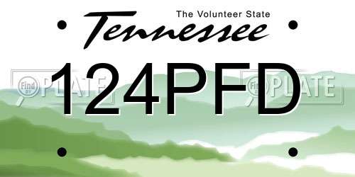 124PFD Tennessee License Plate
