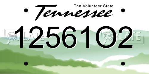12561O2 Tennessee License Plate